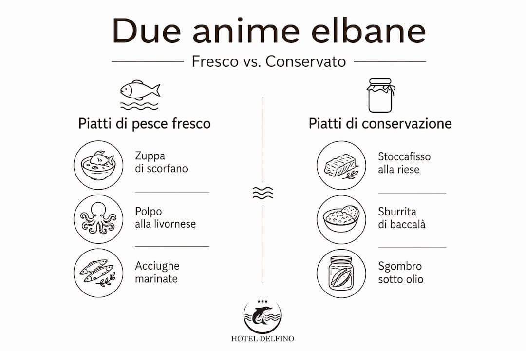 Grafico illustrativo sulle due anime della tradizione gastronomica elbana
