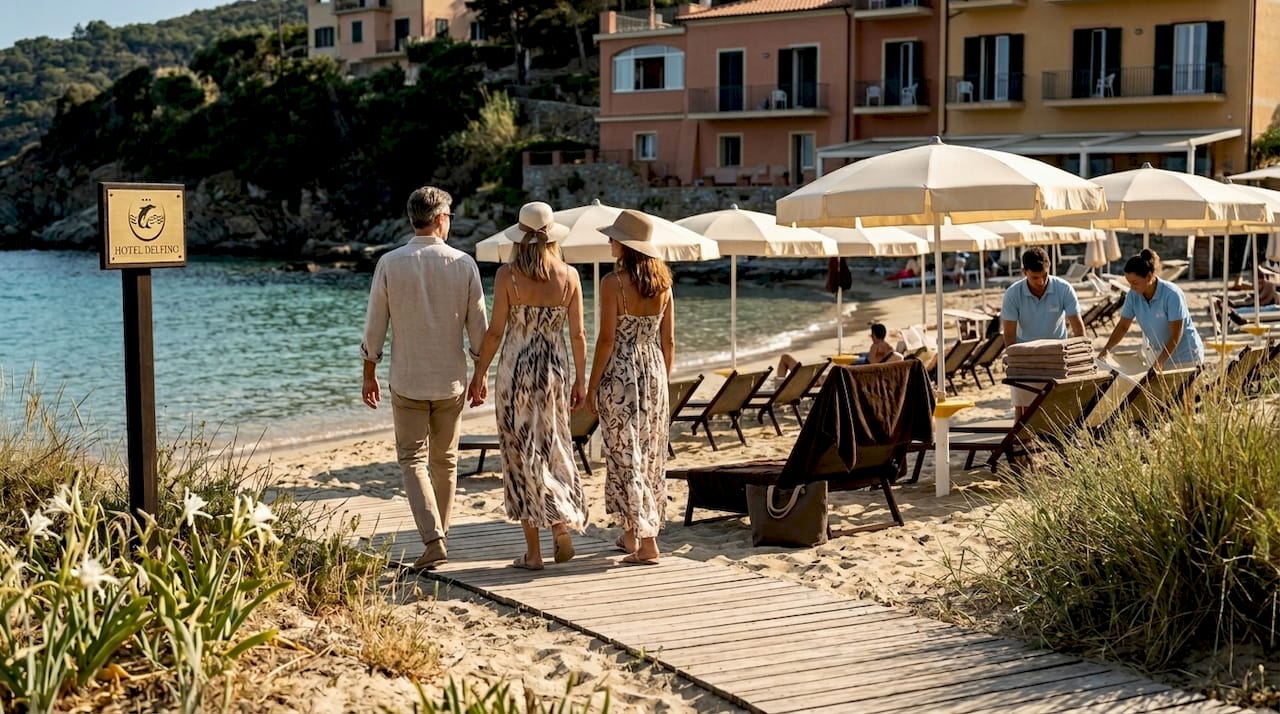 Accesso diretto dalla spiaggia all’hotel per gli ospiti