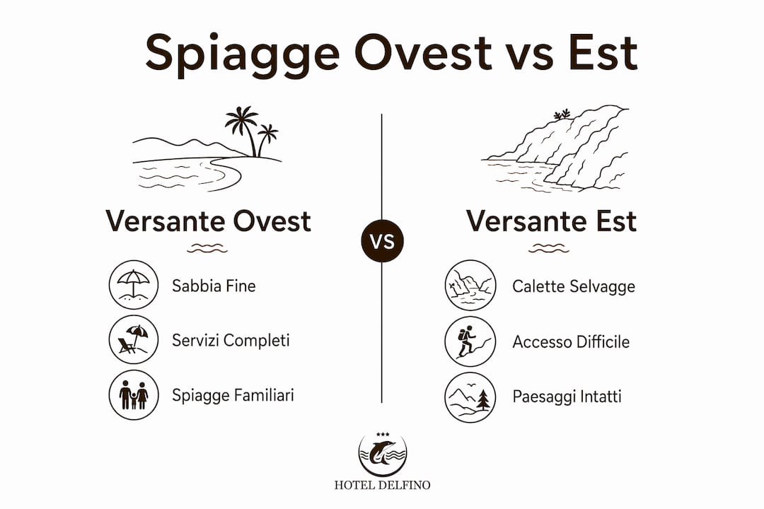 Infografica: le differenze tra le spiagge della costa occidentale e orientale dell’Isola d’Elba