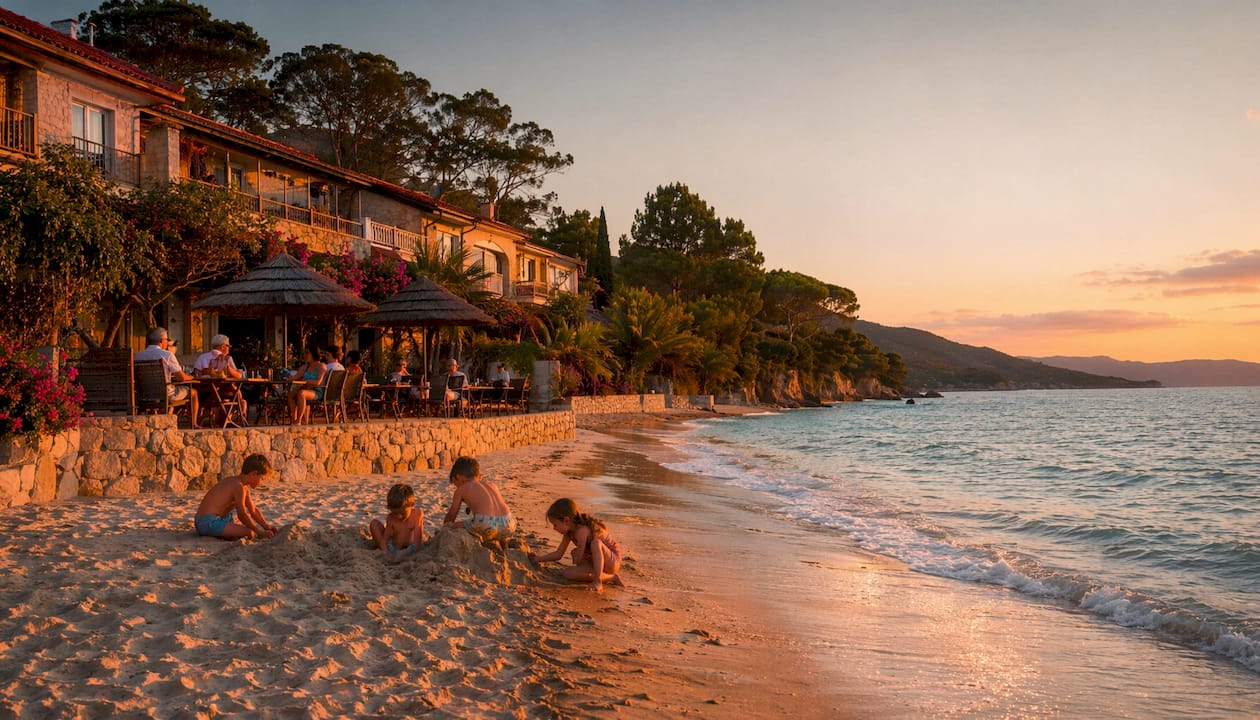 Vista mare al mattino dall’Hotel Delfino, direttamente sulla spiaggia